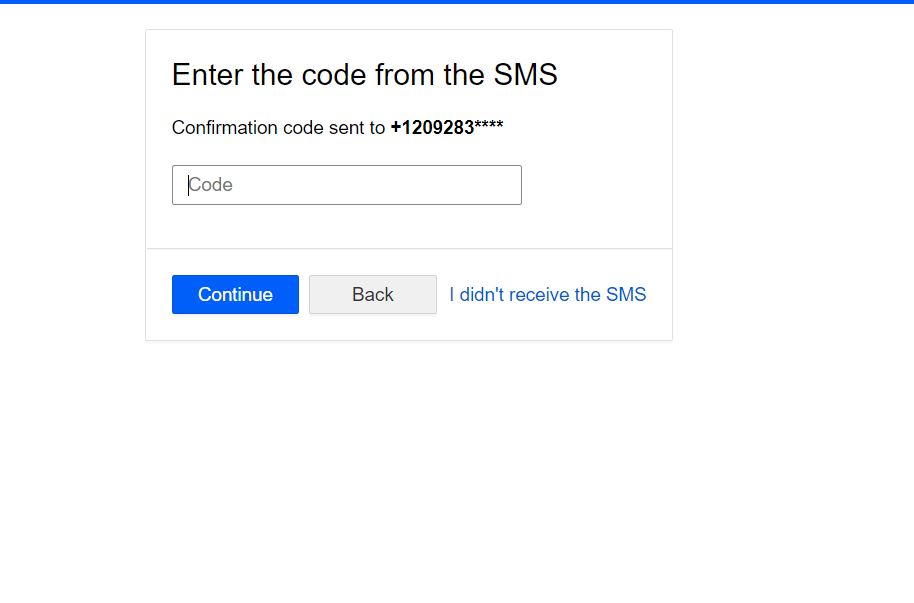 Send the Russian account activation code in the form of a message